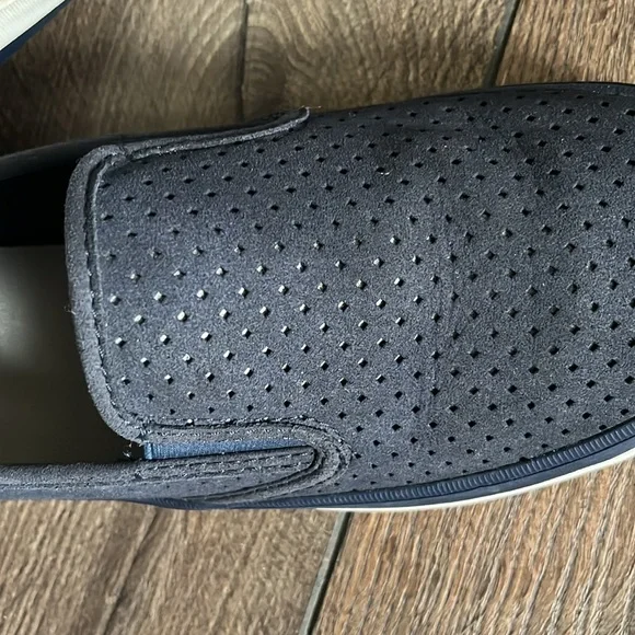Slip on sneakers, navy perforated, suede, memory foam - Picture 4 of 4